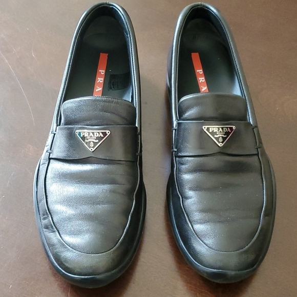 prada black loafers womens